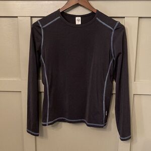 𝅺PRANA Long Sleeve Rash Guard Activewear Running Top Black & Blue Size Medium